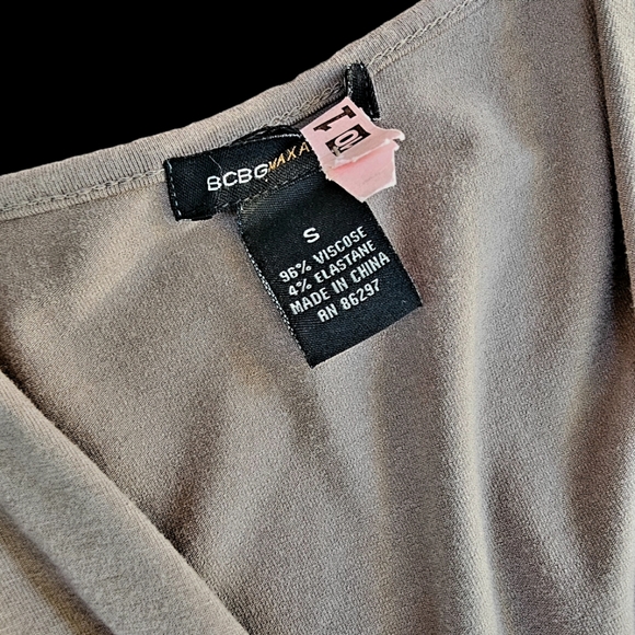 BCBG MAXAZRIA Sleeveless, V-Neck, Empire Jersey Midi Dress, Sz Small, Taupe, EUC - Picture 4 of 6